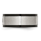 Stainless Steel Brushed and Polished Black IP-plated with Black CZ 9mm Band