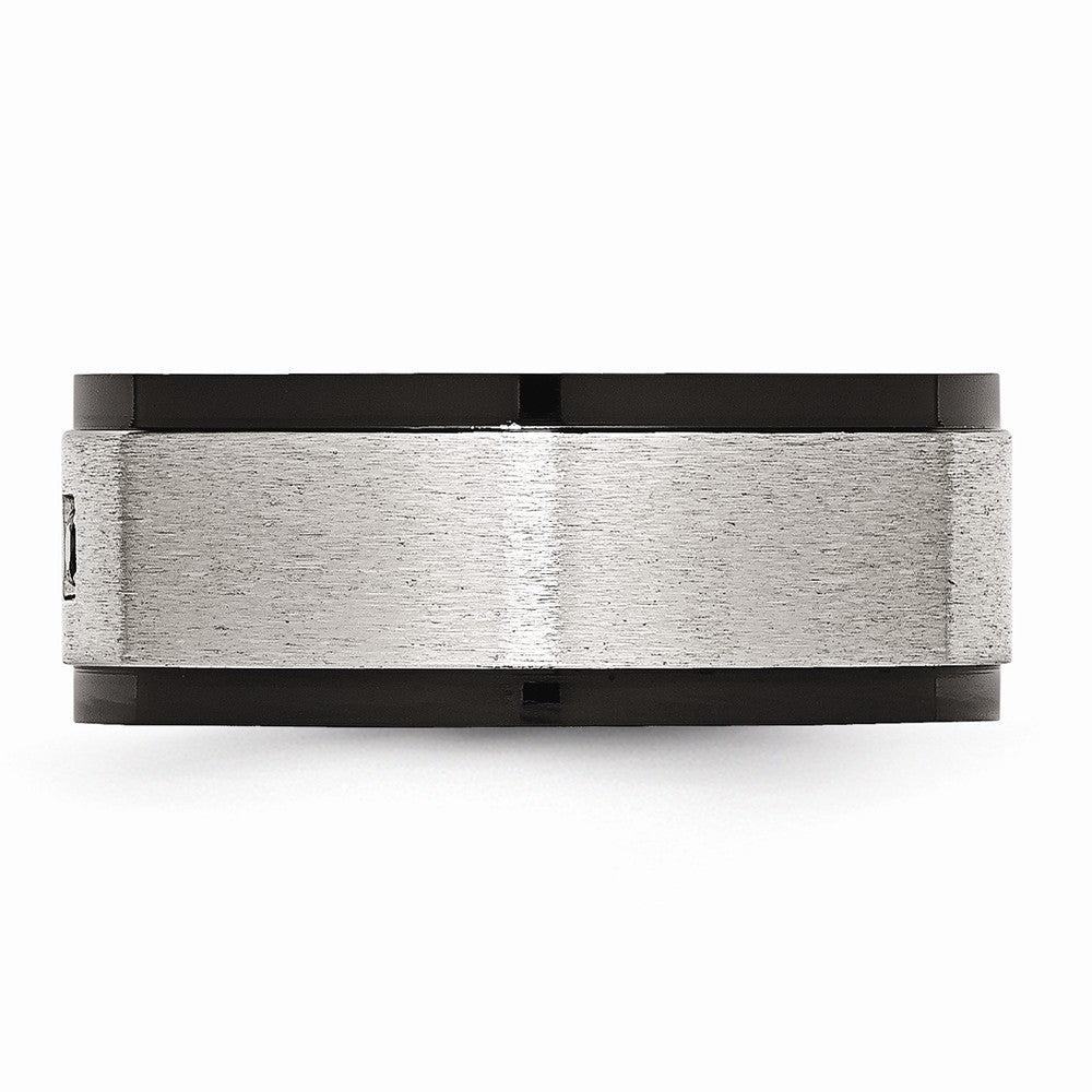 Sophia Jewelers Stainless Steel Black IP-Plated CZ Wedding Band with Polished Finish - 9