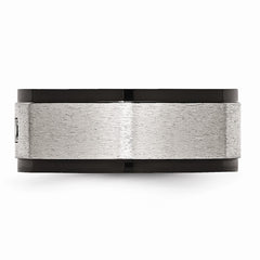 Sophia Jewelers Stainless Steel Black IP-Plated CZ Wedding Band with Polished Finish - 9