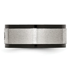 Stainless Steel Brushed and Polished Black IP-plated with Black CZ 9mm Band