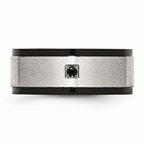 Sophia Jewelers Stainless Steel Black IP-Plated CZ Wedding Band with Polished Finish