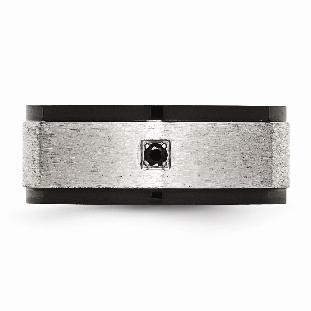 Sophia Jewelers Stainless Steel Black IP-Plated CZ Wedding Band with Polished Finish
