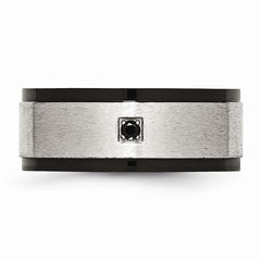 Sophia Jewelers Stainless Steel Black IP-Plated CZ Wedding Band with Polished Finish - 9