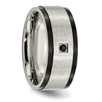 Stainless Steel Brushed and Polished Black IP-plated with Black CZ 9mm Band