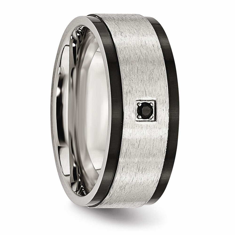 Sophia Jewelers Stainless Steel Black IP-Plated CZ Wedding Band with Polished Finish