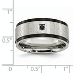 Stainless Steel Brushed and Polished Black IP-plated with Black CZ 9mm Band