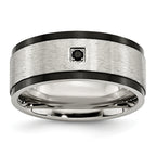 Stainless Steel Brushed and Polished Black IP-plated with Black CZ 9mm Band