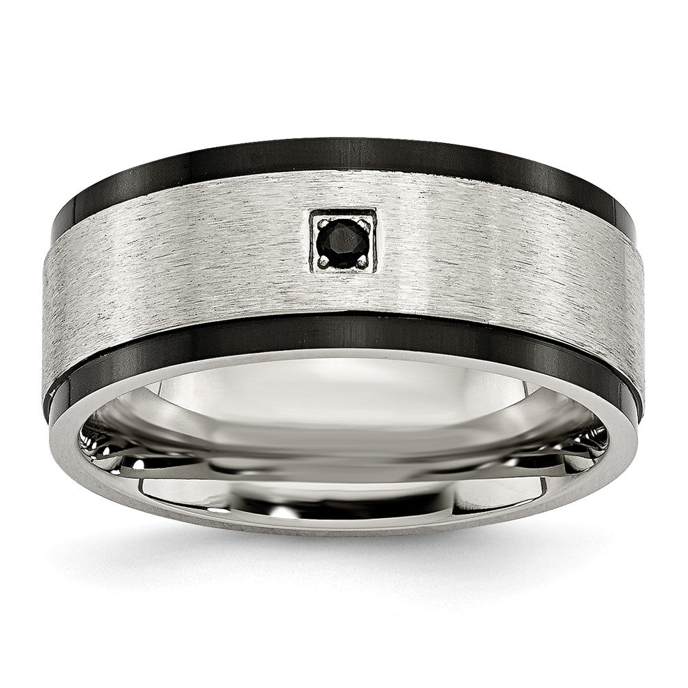 Sophia Jewelers Stainless Steel Black IP-Plated CZ Wedding Band with Polished Finish - 9