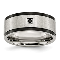 Sophia Jewelers Stainless Steel Black IP-Plated CZ Wedding Band with Polished Finish - 9