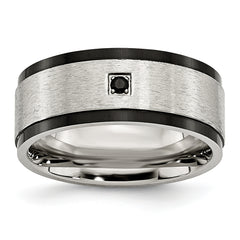 Stainless Steel Brushed and Polished Black IP-plated with Black CZ 9mm Band