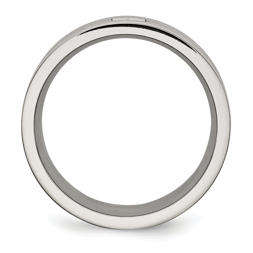 Brushed CZ Wedding Band in Stainless Steel, 10mm Secondary image