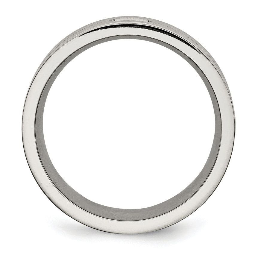 Stainless Steel Brushed with CZ 10mm Flat Band