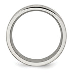 Brushed CZ Wedding Band in Stainless Steel, 10mm