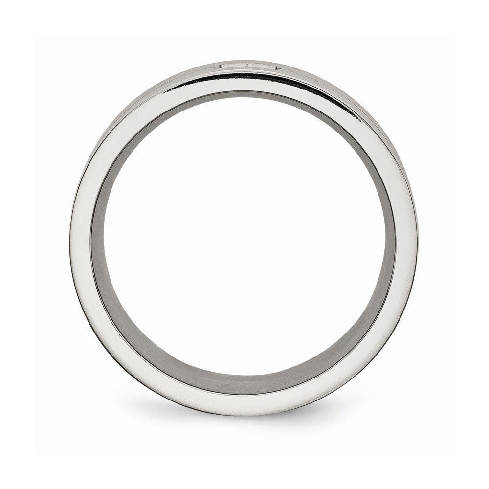 Sophia Jewelers Stainless Steel CZ Wedding Band with Polished Brushed Finish