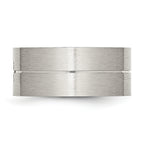 Brushed CZ Wedding Band in Stainless Steel, 10mm