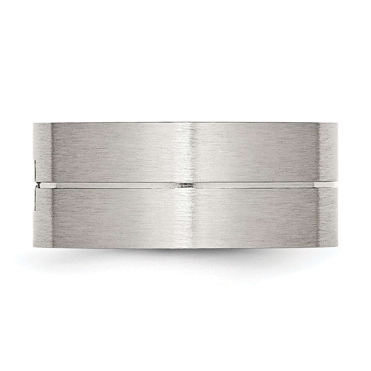 Brushed CZ Wedding Band in Stainless Steel, 10mm