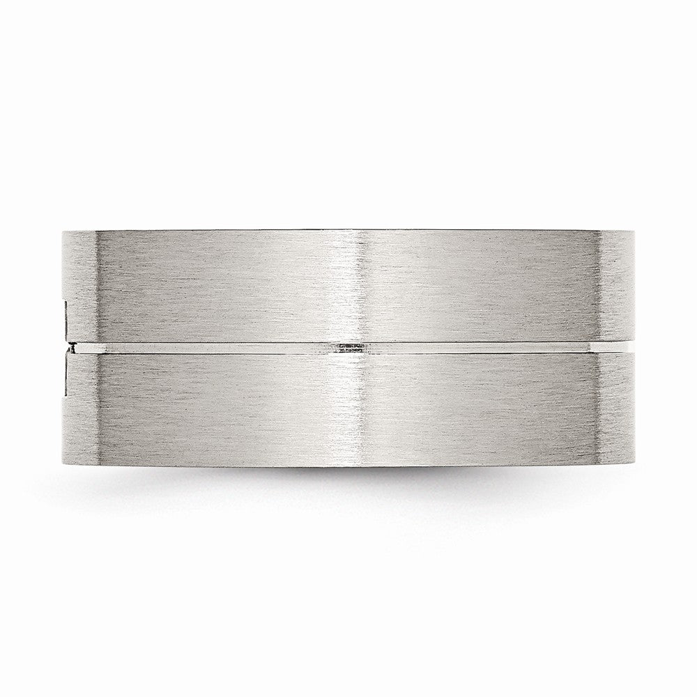 Sophia Jewelers Stainless Steel CZ Wedding Band with Polished Brushed Finish