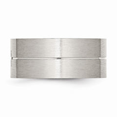 Sophia Jewelers Stainless Steel CZ Wedding Band with Polished Brushed Finish
