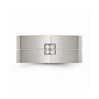 Sophia Jewelers Stainless Steel CZ Wedding Band with Polished Brushed Finish