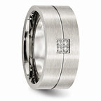 Sophia Jewelers Stainless Steel CZ Wedding Band with Polished Brushed Finish