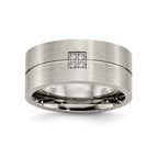 Sophia Jewelers Stainless Steel CZ Wedding Band with Polished Brushed Finish
