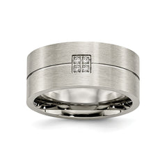 Sophia Jewelers Stainless Steel CZ Wedding Band with Polished Brushed Finish