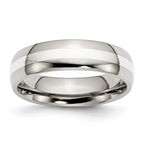Inlay Wedding Band in Stainless Steel & Sterling Silver, 6mm