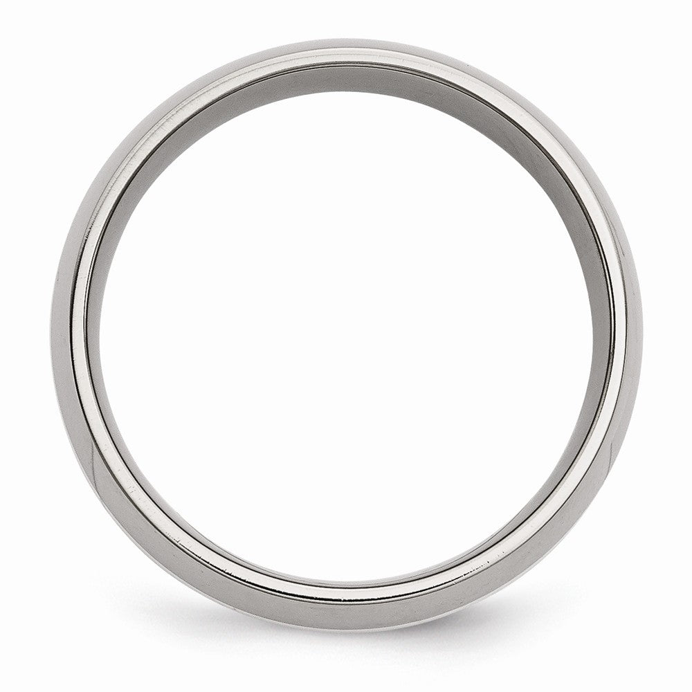 Stainless Steel Wedding Band with Sterling Silver Inlay Polished, Engravable 8mm Comfort Fit - 6