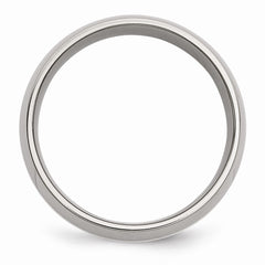 Stainless Steel Wedding Band with Sterling Silver Inlay Polished, Engravable 8mm Comfort Fit - 6