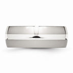 Stainless Steel Wedding Band with Sterling Silver Inlay Polished, Engravable 8mm Comfort Fit