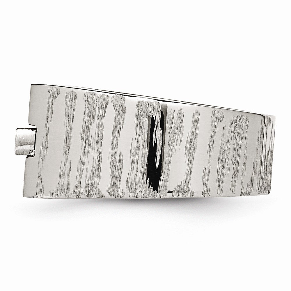Stainless Steel Men's Ring with Polished and Brushed CZ Accents