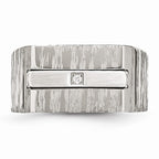 Stainless Steel Men's Ring with Polished and Brushed CZ Accents