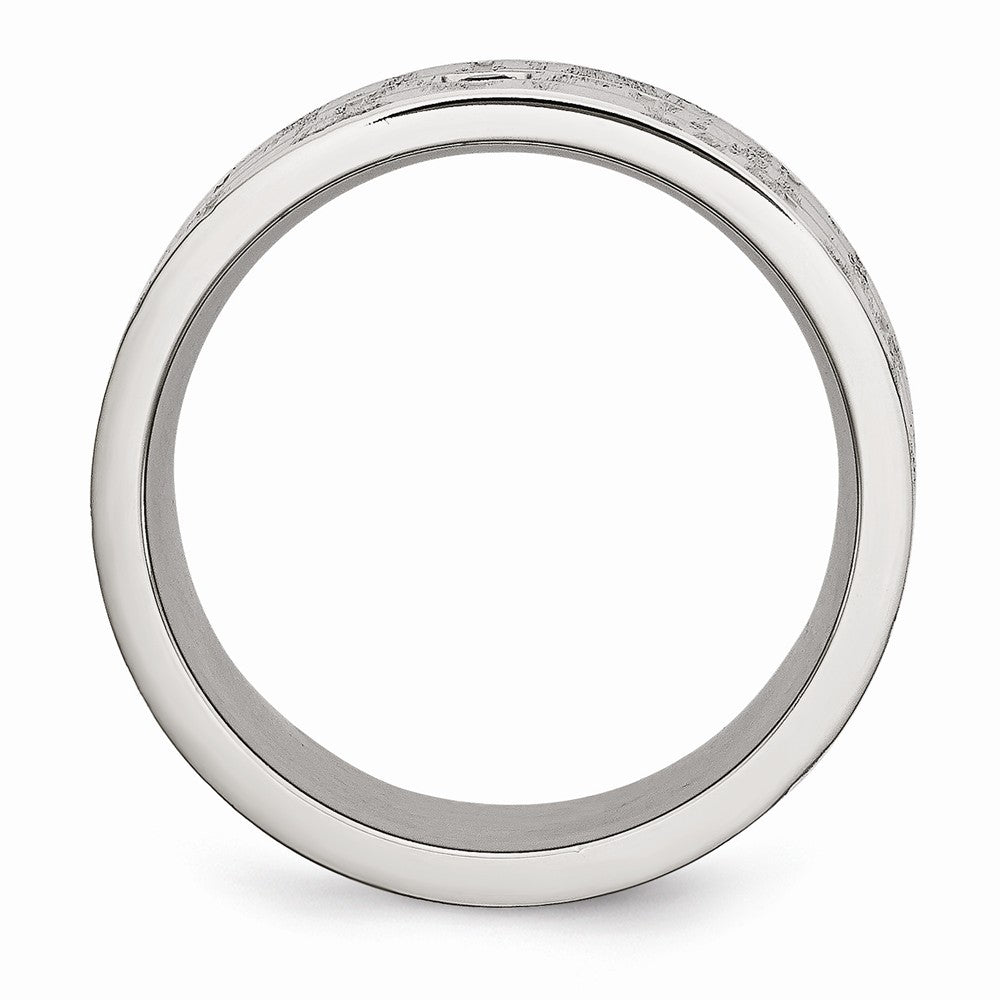 Sophia Jewelers Stainless Steel Wedding Band with Black CZ Accent