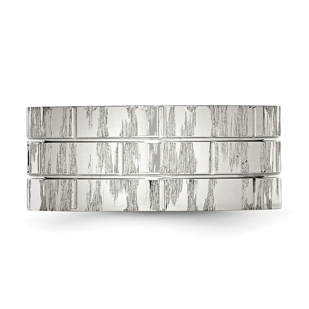 Black CZ Wedding Band in Stainless Steel, 10mm