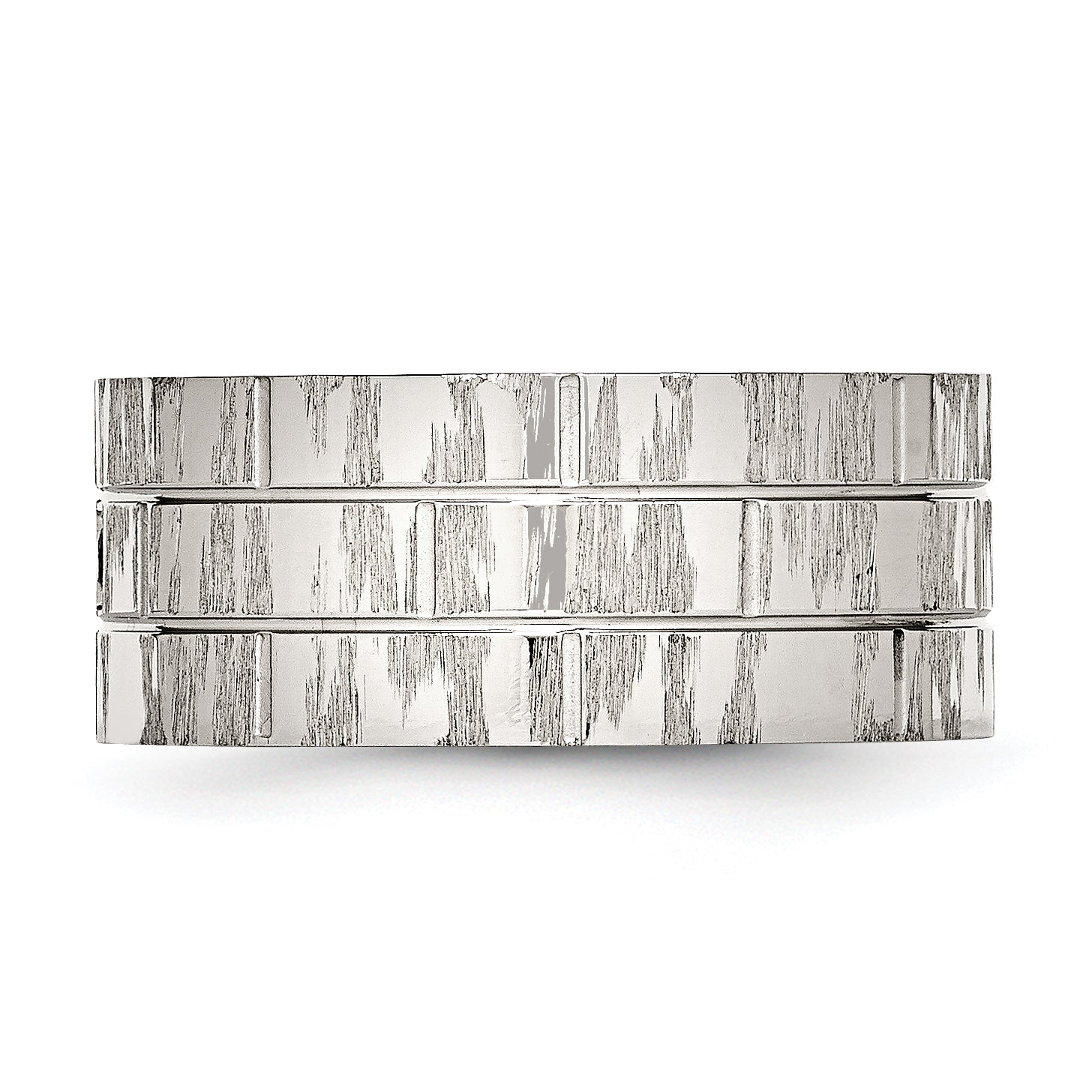 Black CZ Wedding Band in Stainless Steel, 10mm