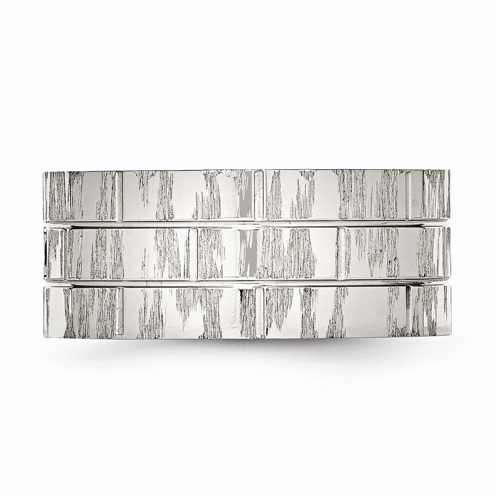 Sophia Jewelers Stainless Steel Wedding Band with Black CZ Accent