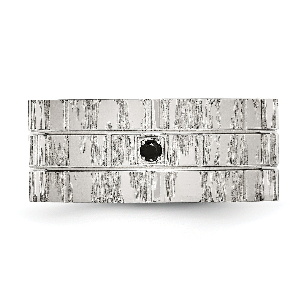 Black CZ Wedding Band in Stainless Steel, 10mm