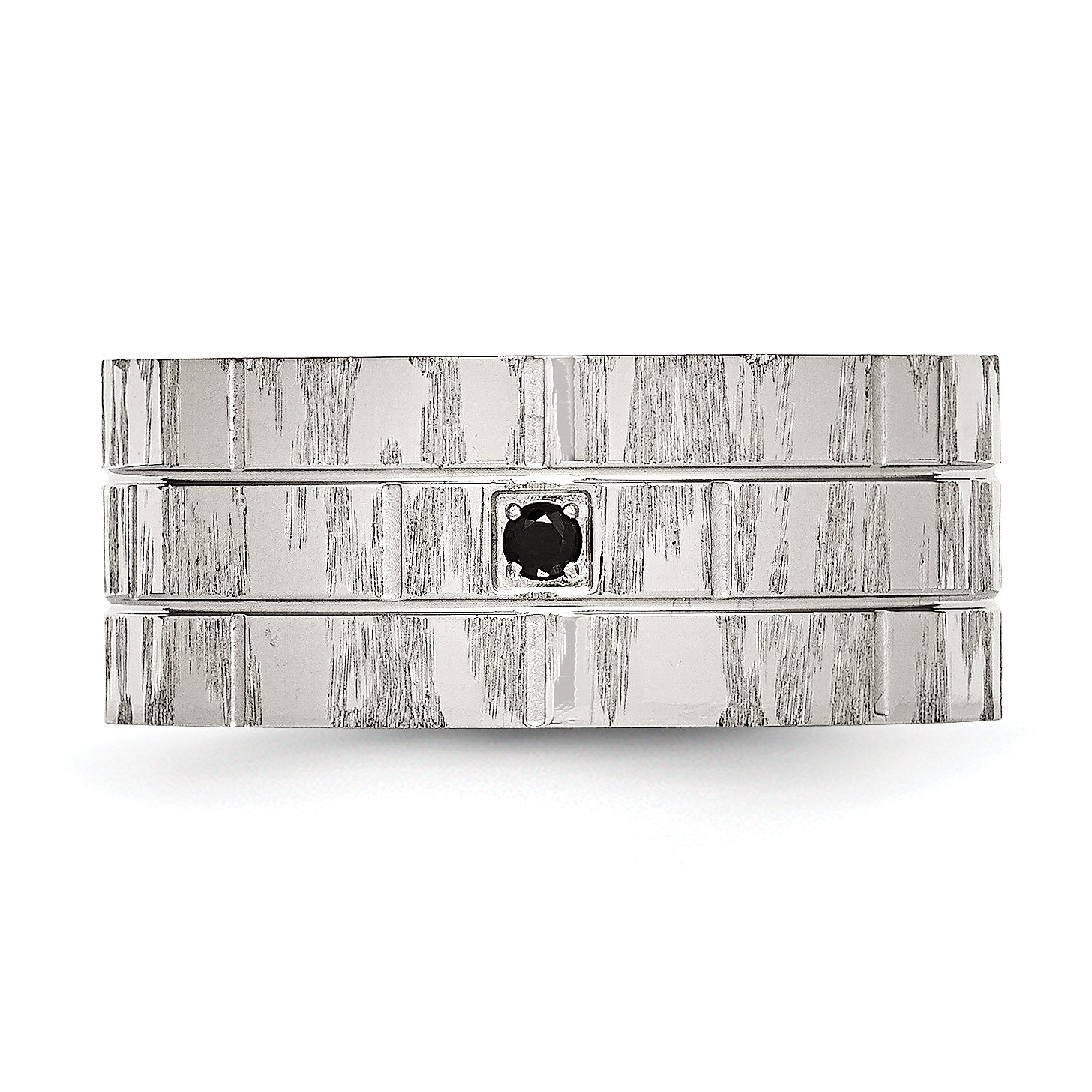 Black CZ Wedding Band in Stainless Steel, 10mm