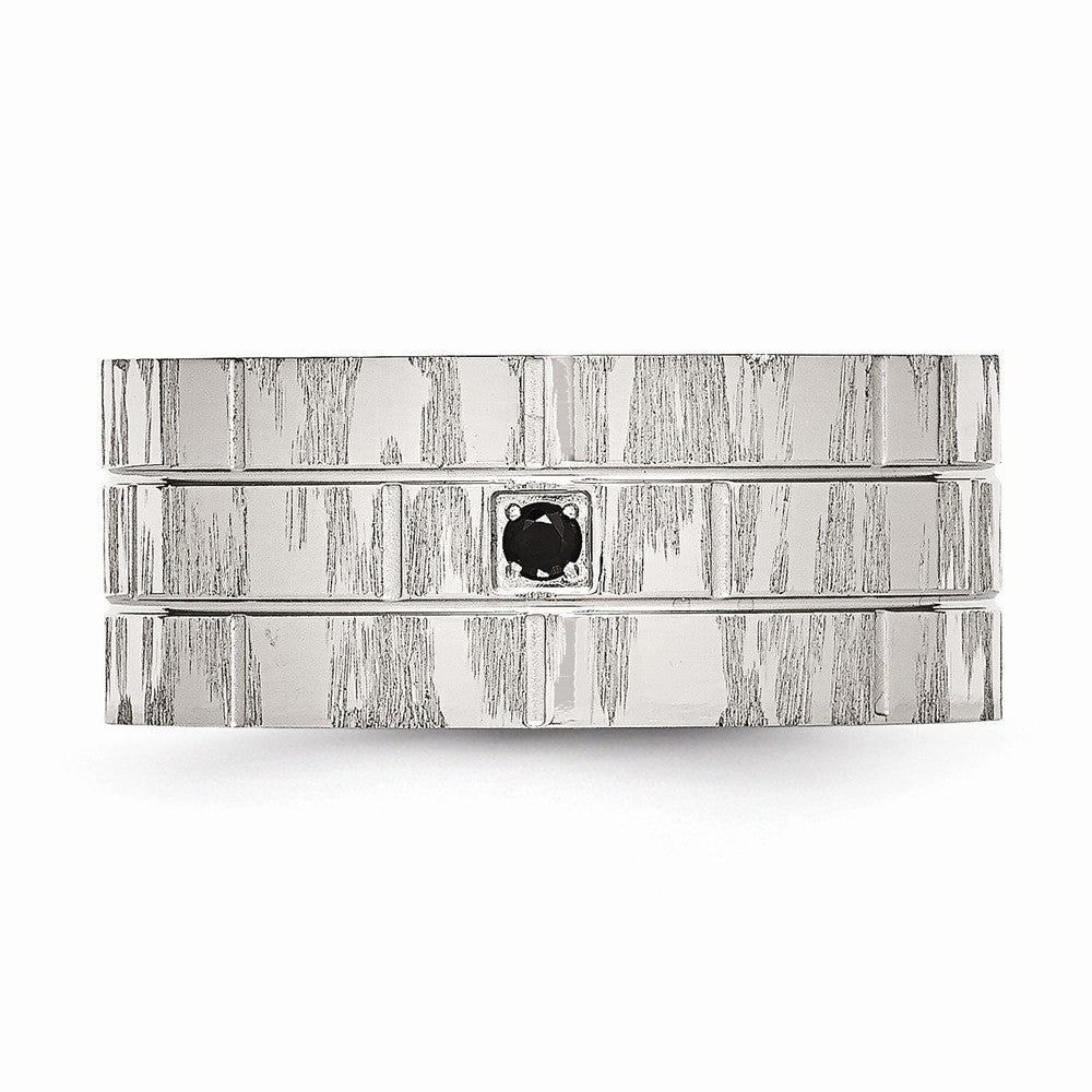 Sophia Jewelers Stainless Steel Wedding Band with Black CZ Accent