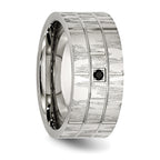 Black CZ Wedding Band in Stainless Steel, 10mm