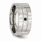 Sophia Jewelers Stainless Steel Wedding Band with Black CZ Accent
