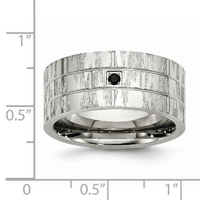 Black CZ Wedding Band in Stainless Steel, 10mm
