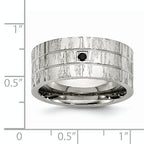 Black CZ Wedding Band in Stainless Steel, 10mm