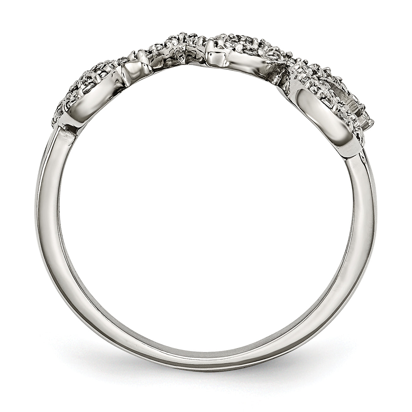 Stainless Steel Polished Love with CZs Ring Secondary image