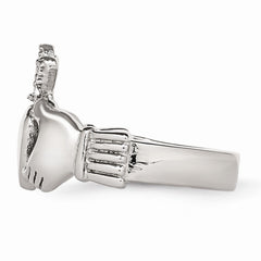 Stainless Steel Claddagh Ring with Polished Finish and 4mm Band