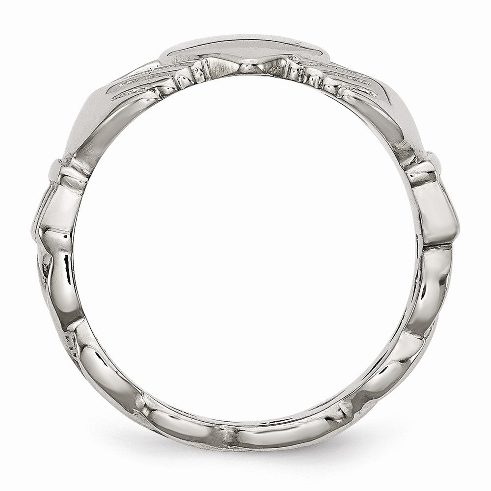 Stainless Steel Polished Claddagh Ring with Braided Band 6mm Elegant - 5