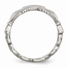 Stainless Steel Polished Claddagh Ring with Braided Band 6mm Elegant - 5