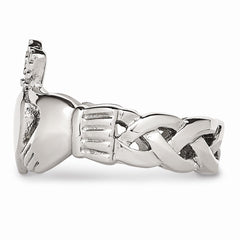 Stainless Steel Polished Claddagh Ring with Braided Band 6mm Elegant - 5