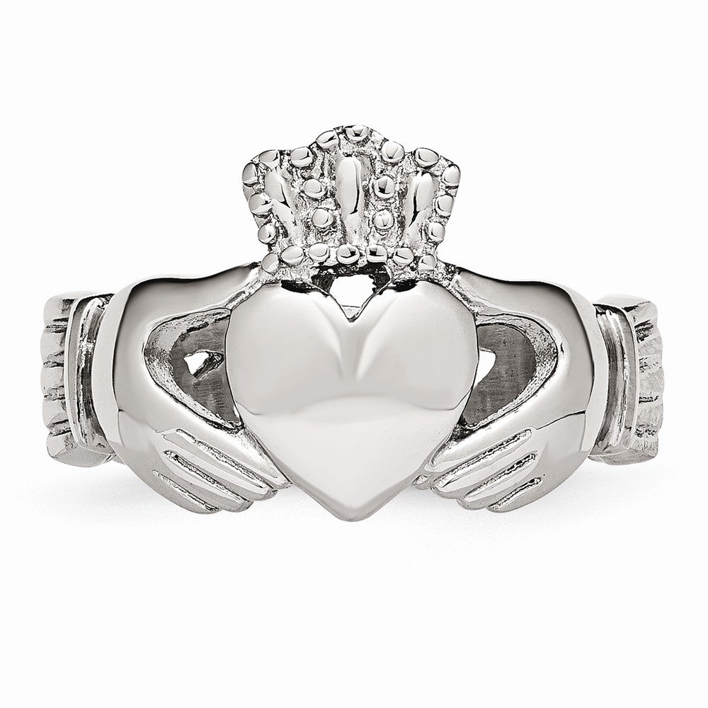 Stainless Steel Polished Claddagh Ring with Braided Band 6mm Elegant - 5