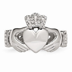 Stainless Steel Polished Claddagh Ring with Braided Band 6mm Elegant - 5